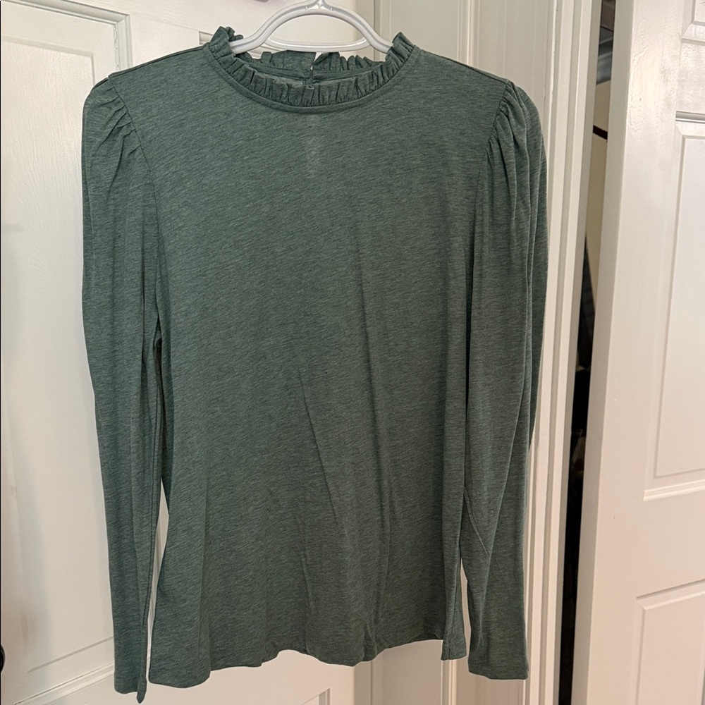 LOFT Sage Long Sleeve Ruffle Top